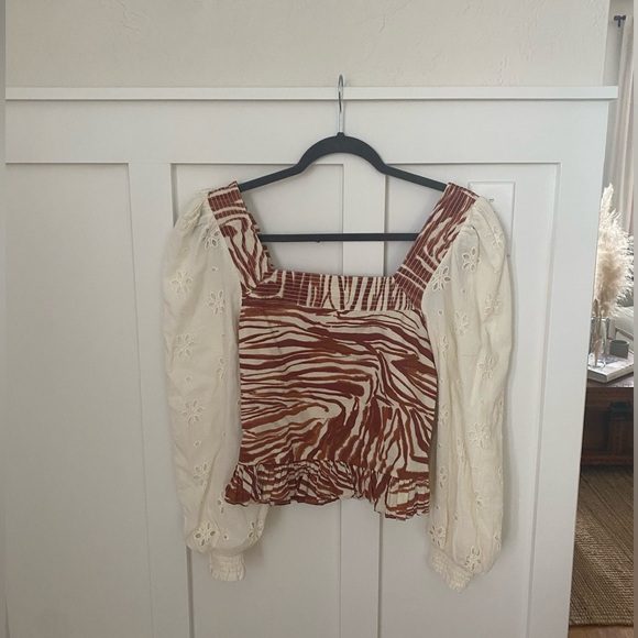 Anthropologie Brown and Cream Blouse - Picture 1 of 4